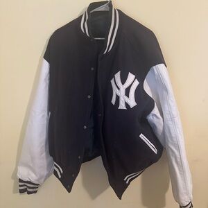 Black and White Varsity Jacket with Logo